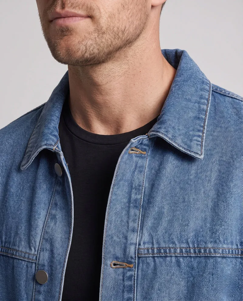 Herren Freizeit Denim Jacke mit Schulterpolstern Drune