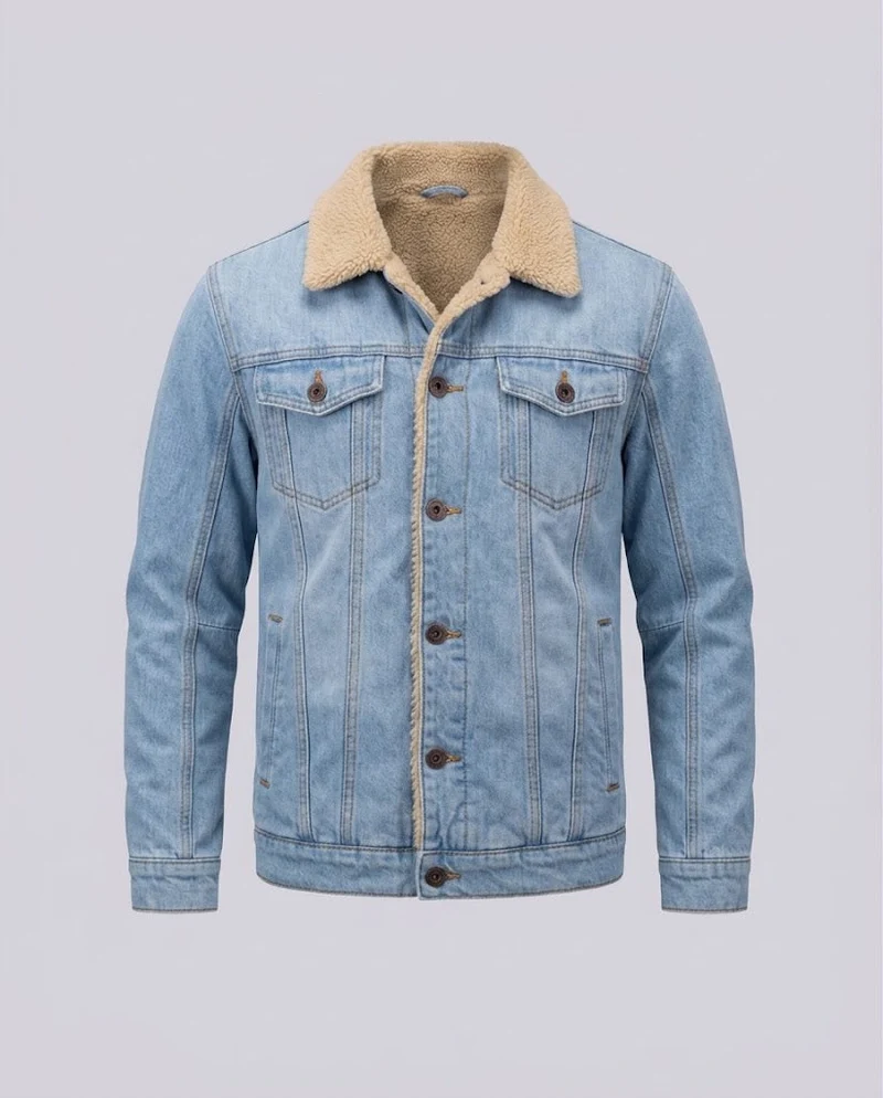 Herren Freizeit Denim Jacke mit Teddy-Fütterung Drune