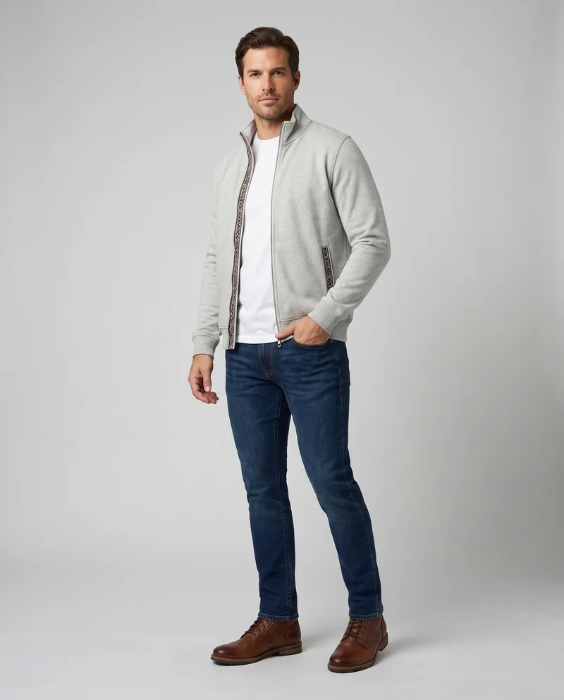 Männliche lässige Zip-Jacke mit bunten Details Drune