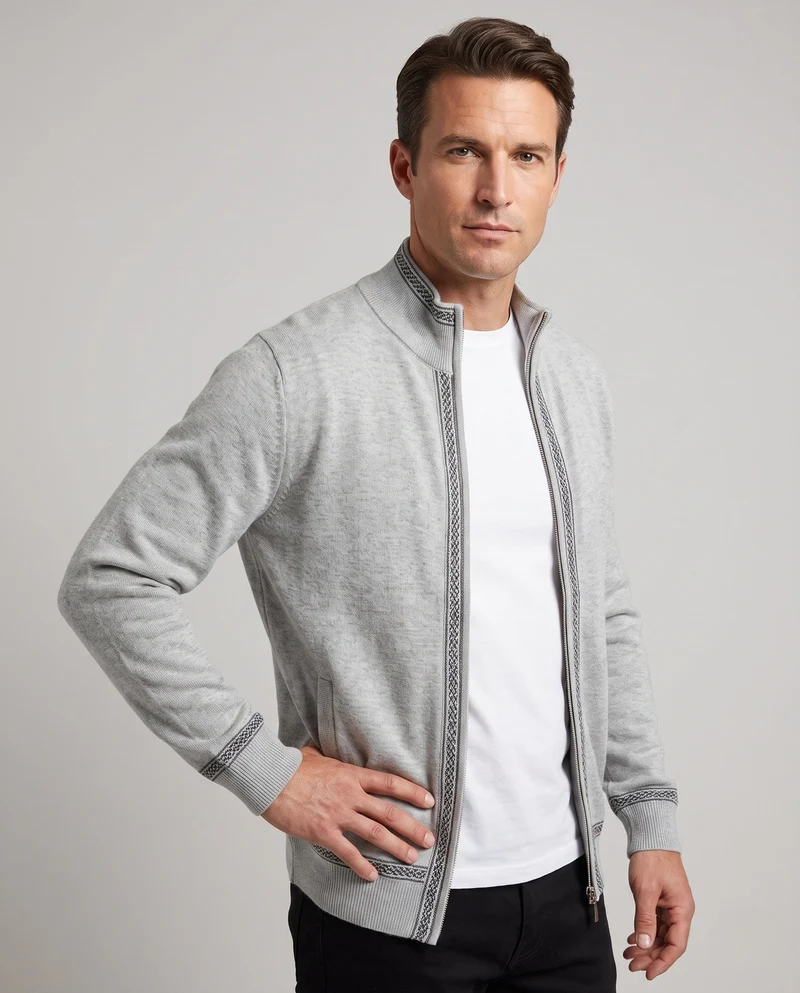 Männliche lässige Zip-Jacke mit bunten Details Drune