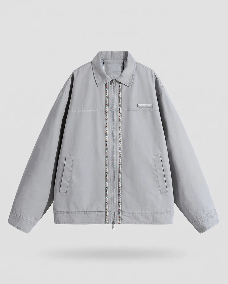 Männliche lässige Zip-Jacke mit bunten Details Drune