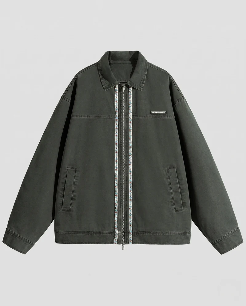 Männliche lässige Zip-Jacke mit bunten Details Drune
