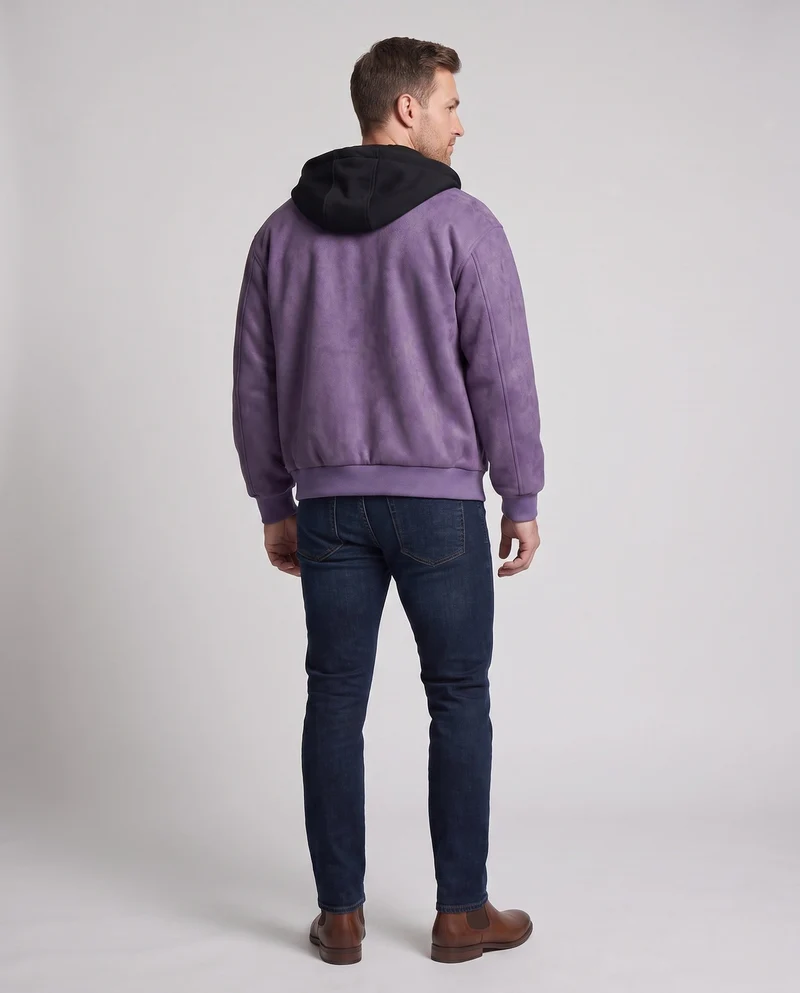 Herren Freizeit Kapuzenjacke mit Lederlook Drune