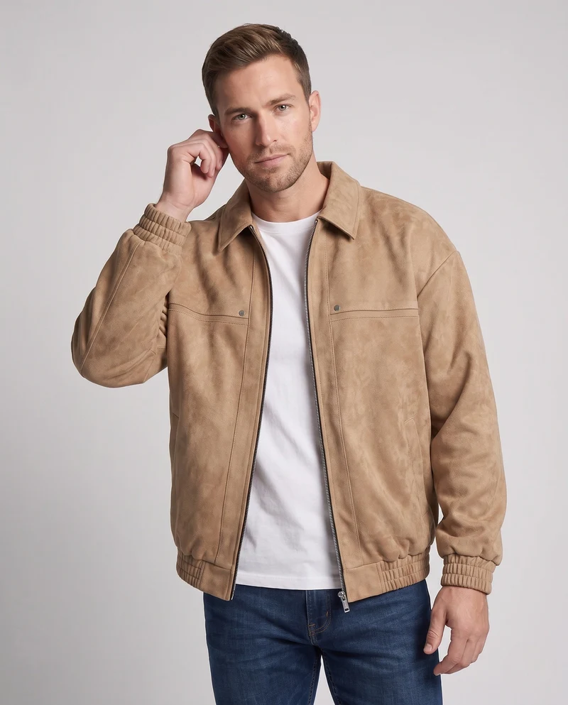Herren Freizeit Kunstlederjacke mit praktischen Taschen Drune
