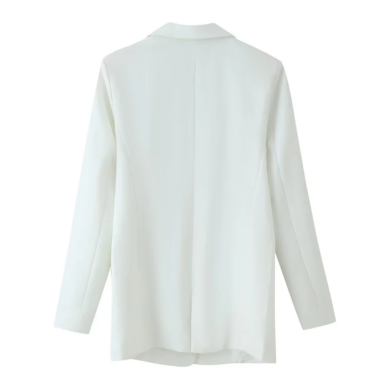 Damen Longline-Doppelreiher Blazer mit markanten Revers und goldenen Zierknöpfen Drune