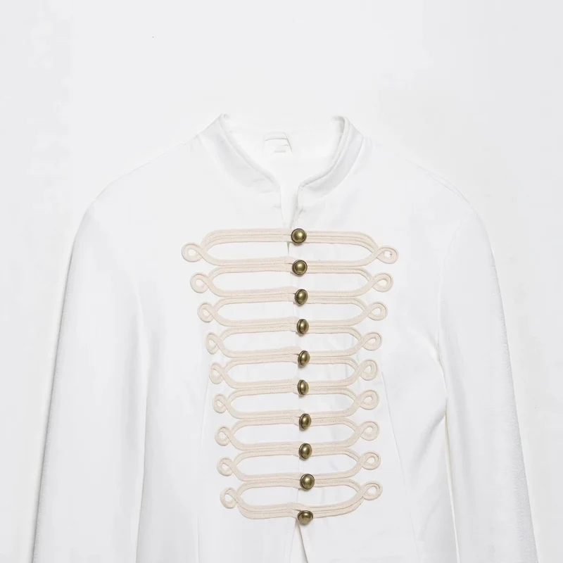 Damen Kurzjacke im Palais‑Hussarenstil mit Stehkragen und ornamentaler Zierbesatz Drune