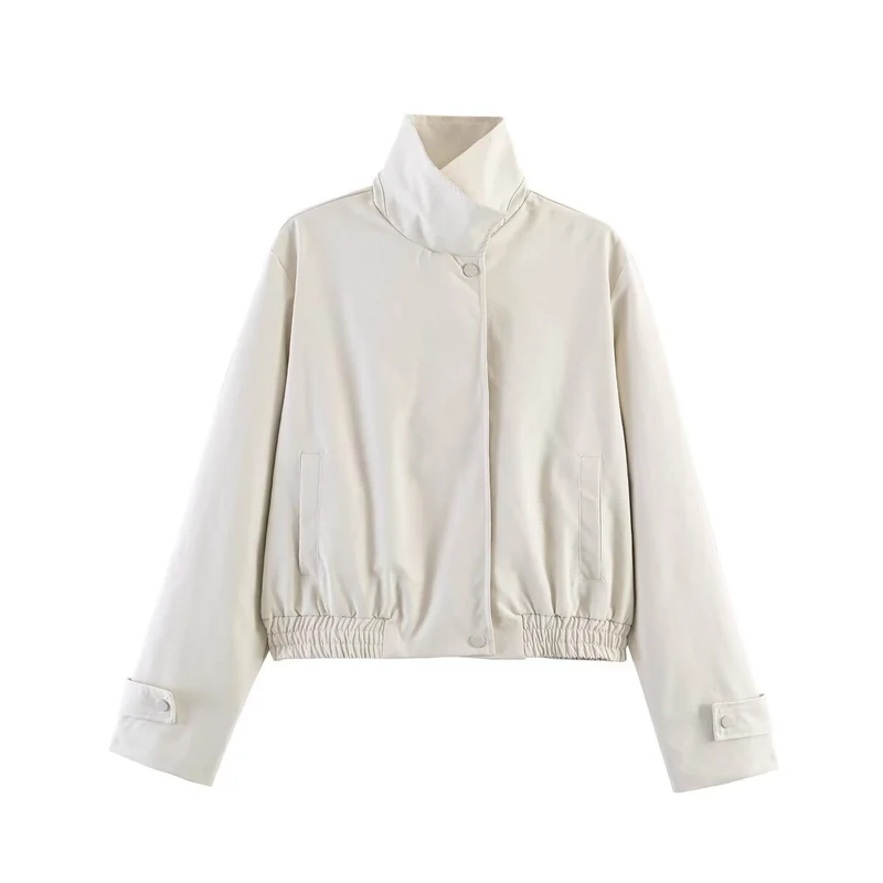 Damen Kurze wasserabweisende Blousonjacke mit hohem Stehkragen und Taillenbündchen Drune