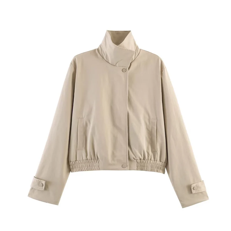Damen Kurze wasserabweisende Blousonjacke mit hohem Stehkragen und Taillenbündchen Drune