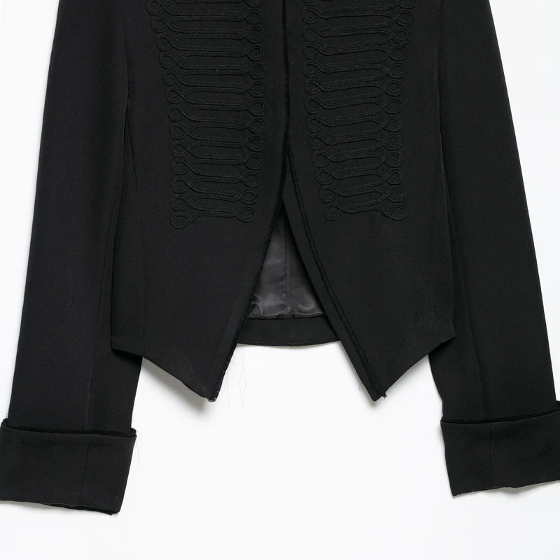 Damen Kurze militärinspirierte Bolerojacke mit Stehkragen und Zierkordeln Drune