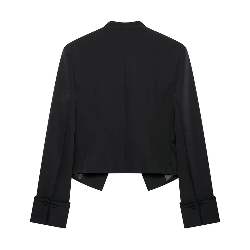 Damen Kurze militärinspirierte Bolerojacke mit Stehkragen und Zierkordeln Drune