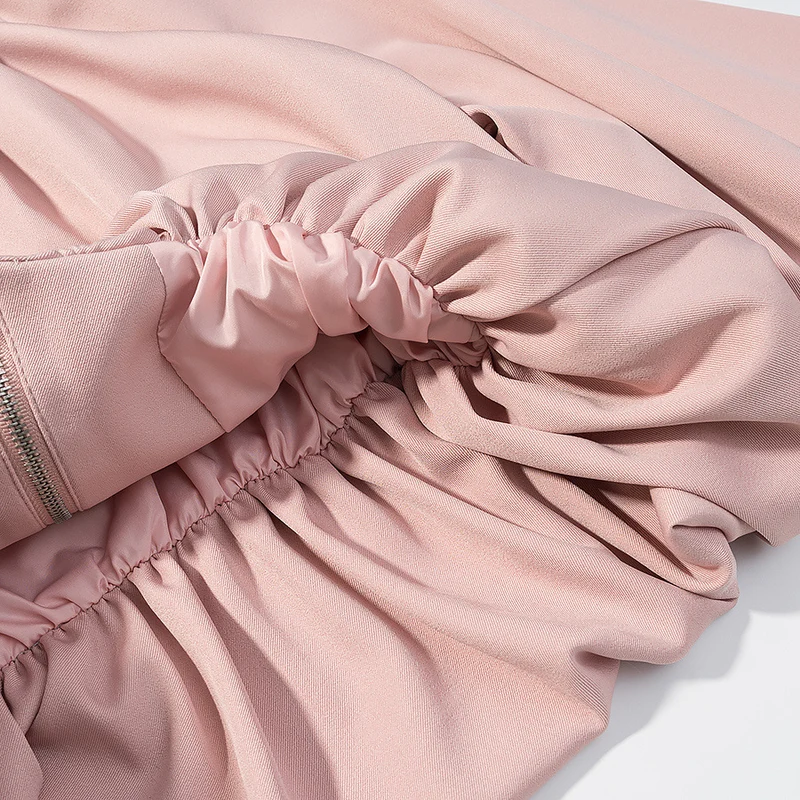 Damen Kurzblouson mit Kellerfalten, Reißverschluss und Ballonärmeln Drune