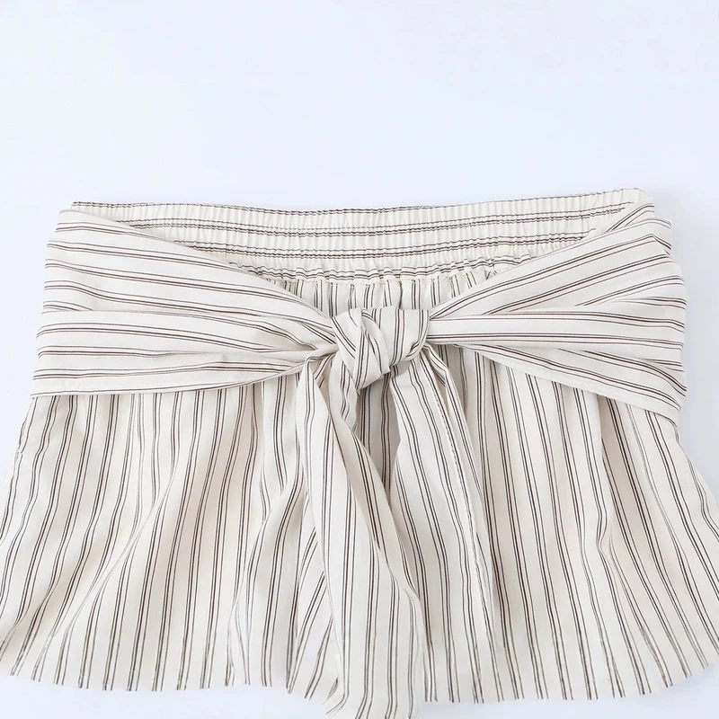 Damen Hochtaillierte weite Palazzohose mit Bindegürtel Drune