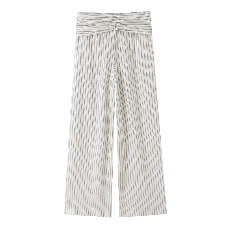 Damen Hochtaillierte weite Palazzohose mit Bindegürtel Drune