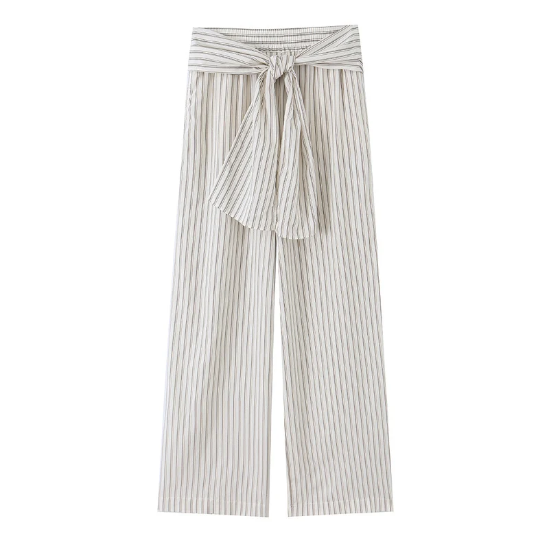 Damen Hochtaillierte weite Palazzohose mit Bindegürtel Drune