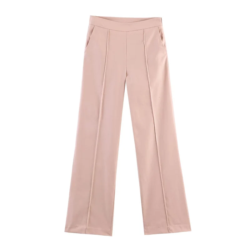 Damen Hochtaillierte Marlene-Hose mit Bügelfalte und seitlichen Eingrifftaschen Drune