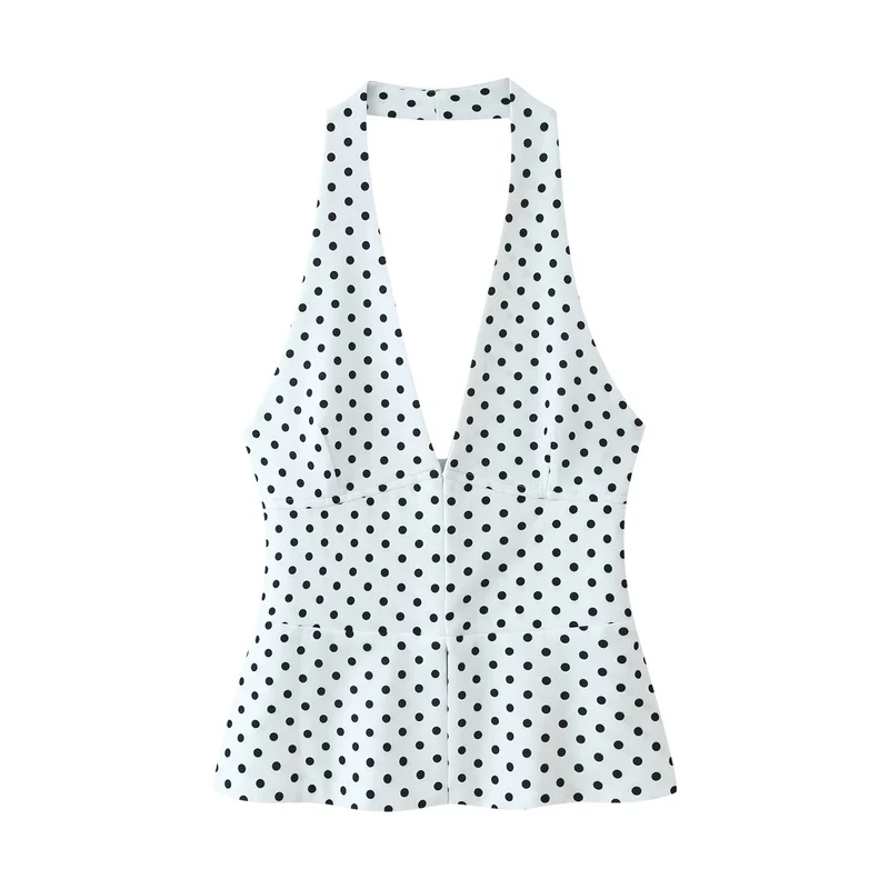 Damen Hochtaillierte Flare-Hose mit Gummibund und Polka-Dot-Print Drune