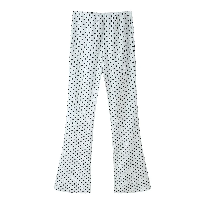 Damen Hochtaillierte Flare-Hose mit Gummibund und Polka-Dot-Print Drune