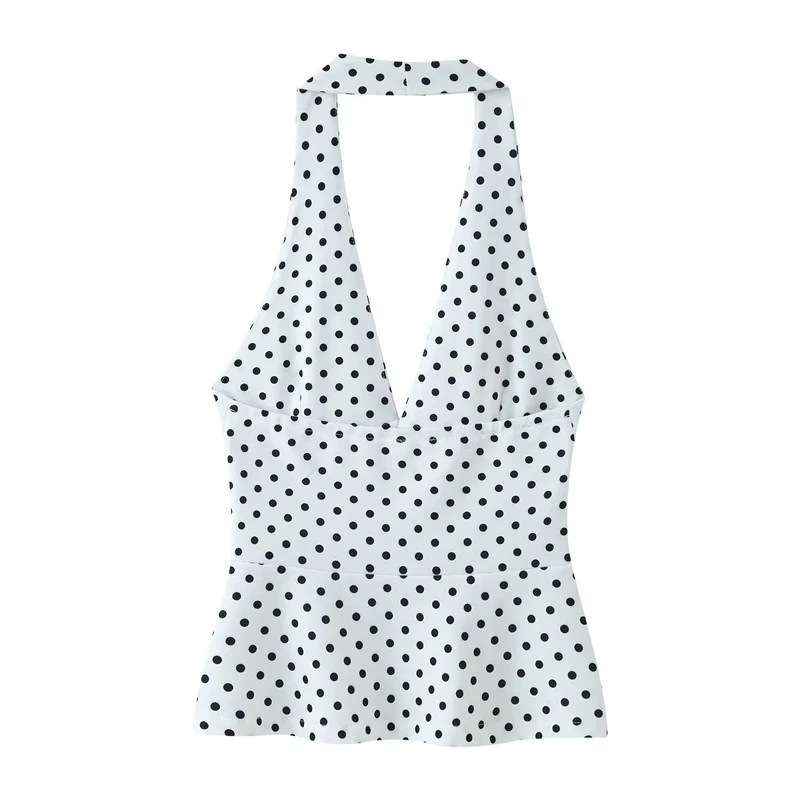 Damen Hochtaillierte Flare-Hose mit Gummibund und Polka-Dot-Print Drune