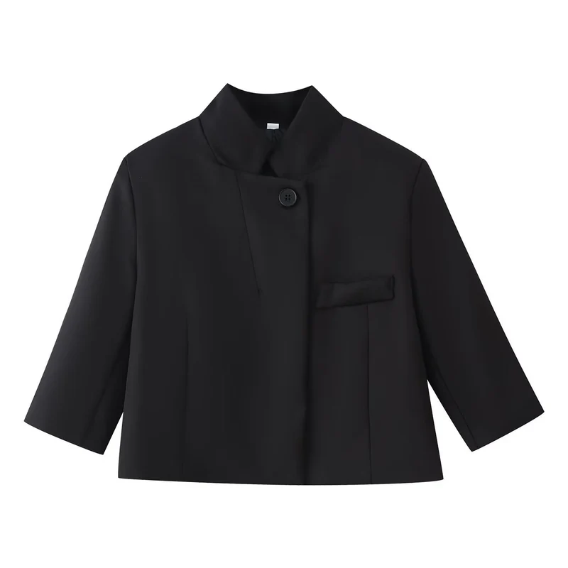 Damen Boxy-Kurzjacke mit Stehkragen und dreiviertelärmeln Drune