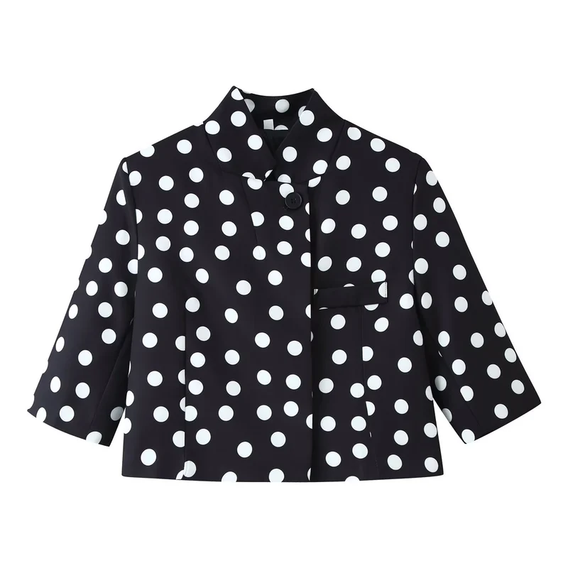 Damen Boxy-Kurzjacke mit Stehkragen und dreiviertelärmeln Drune