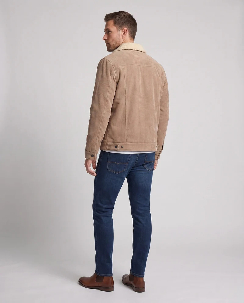 Herren Freizeit warme Fleecejacke mit Teddy-Kragen Drune