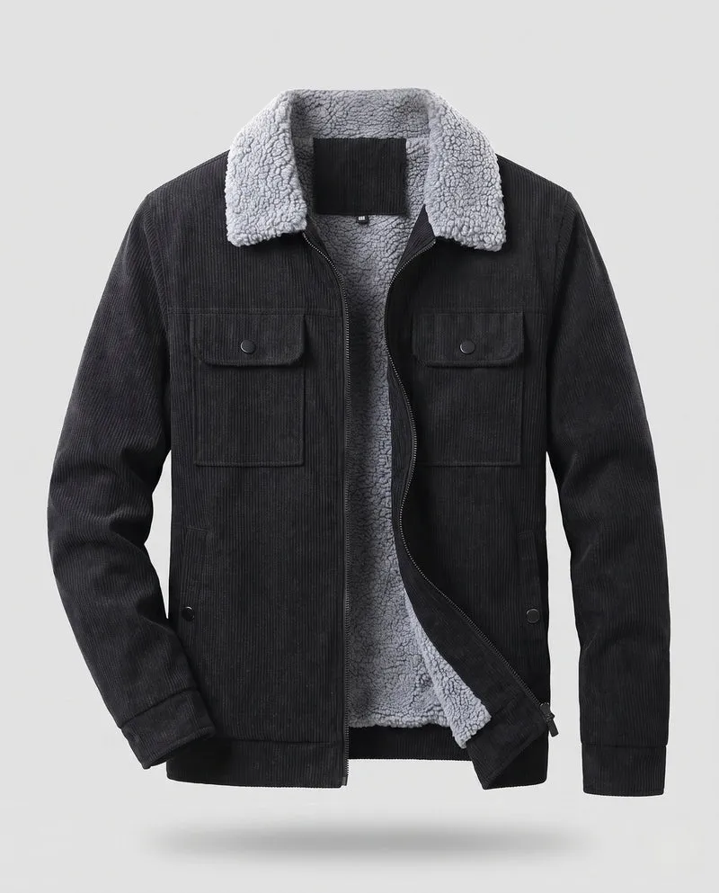 Herren Freizeit warme Fleecejacke mit Teddy-Kragen Drune