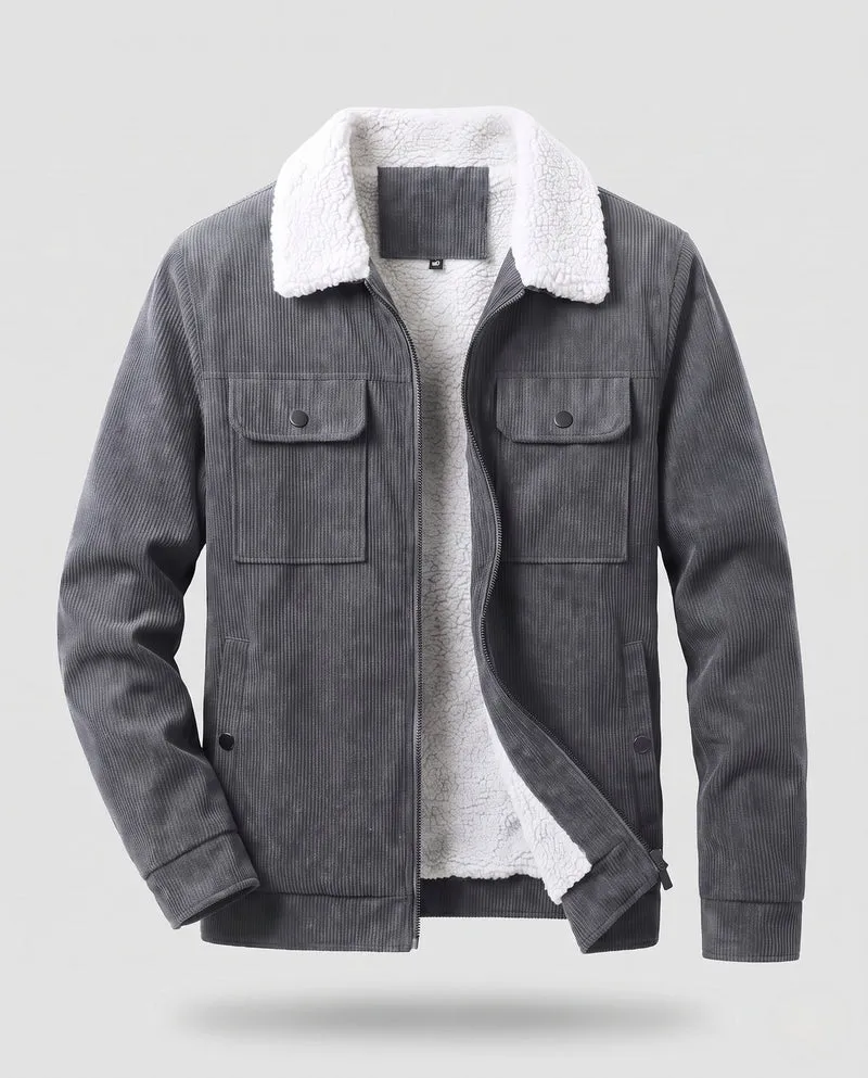 Herren Freizeit warme Fleecejacke mit Teddy-Kragen Drune