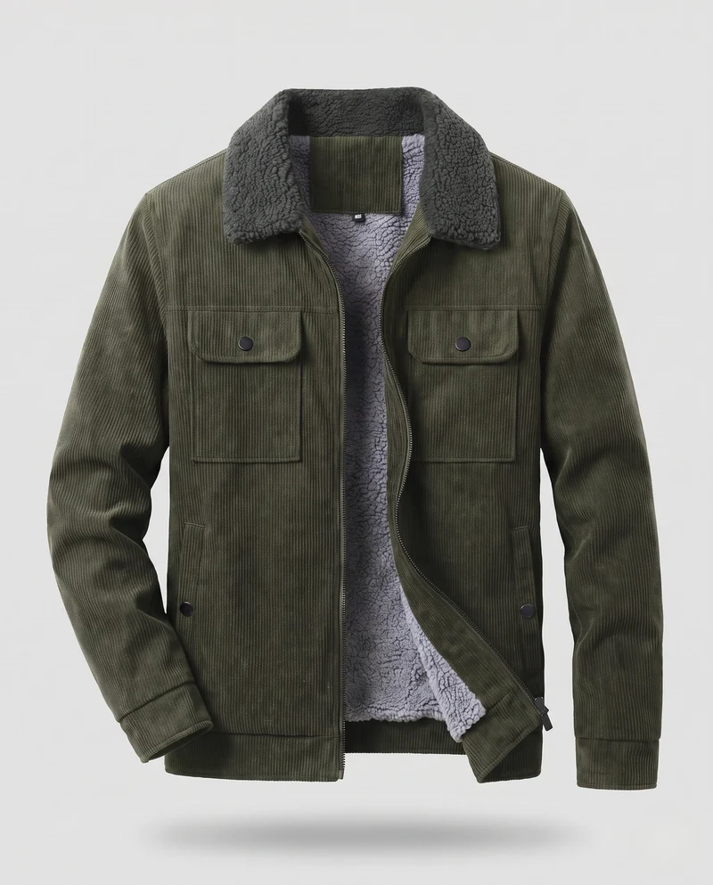 Herren Freizeit warme Fleecejacke mit Teddy-Kragen Drune