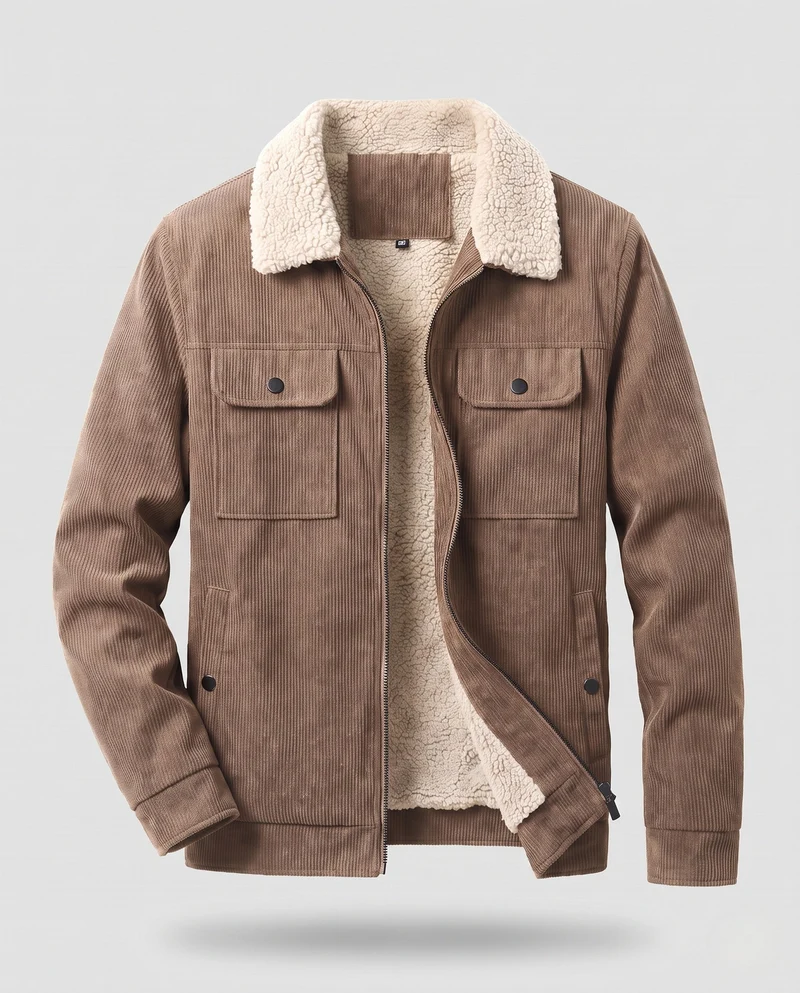 Herren Freizeit warme Fleecejacke mit Teddy-Kragen Drune