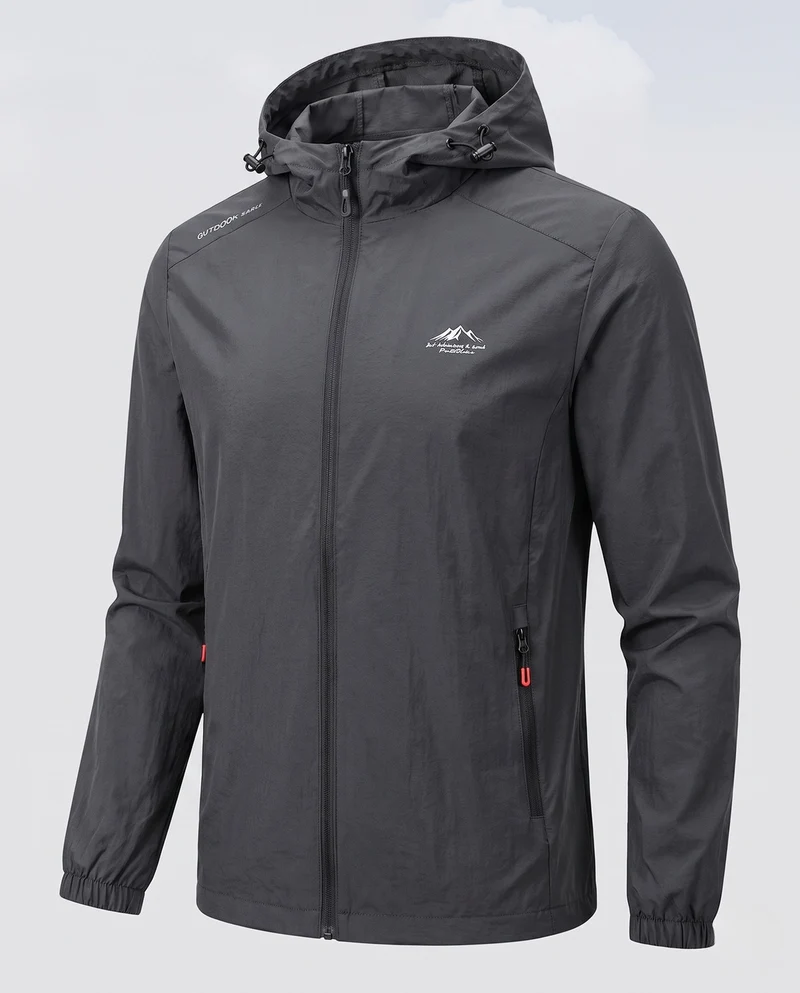 Herren Leichte Regenjacke mit Verstellbarer Kapuze Drune