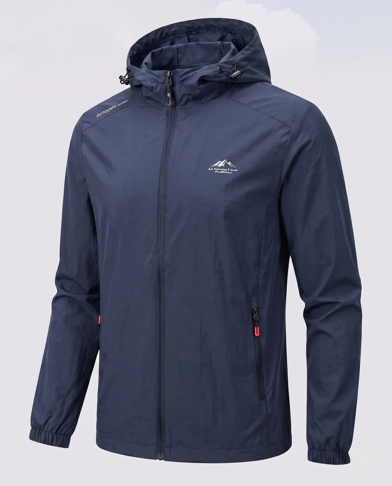 Herren Leichte Regenjacke mit Verstellbarer Kapuze Drune