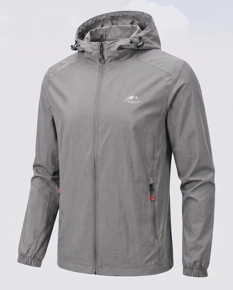 Herren Leichte Regenjacke mit Verstellbarer Kapuze Drune