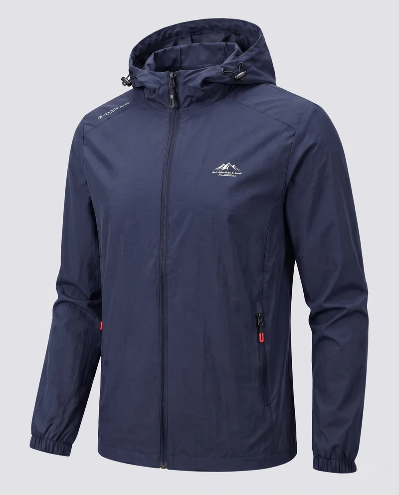 Herren Leichte Regenjacke mit Verstellbarer Kapuze Drune