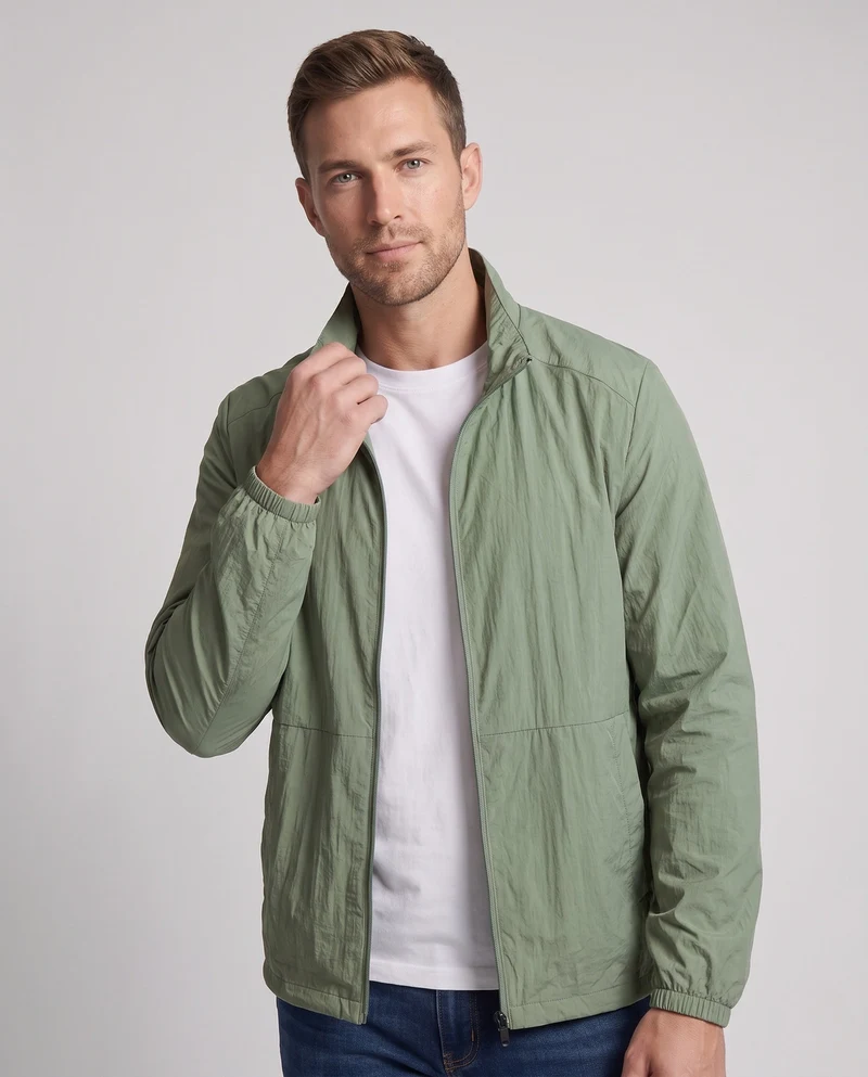 Herren Leichte Übergangsjacke mit Hohem Kragen Drune