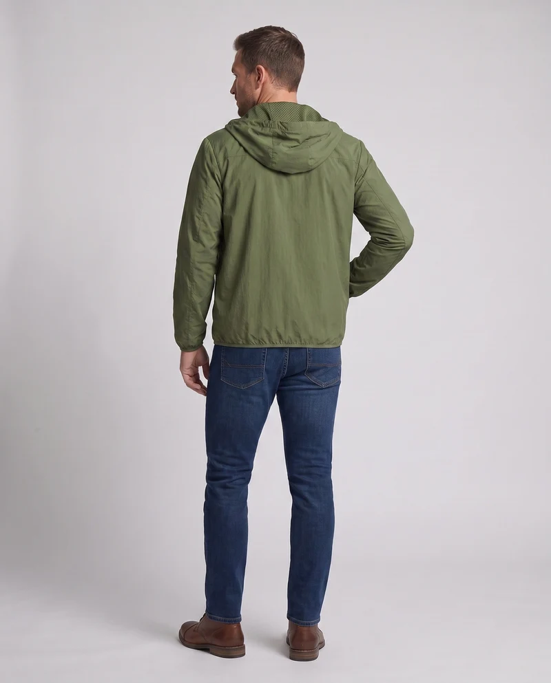 Herren Leichte Windbreaker Jacke mit verstellbarem Kapuzen Design Drune