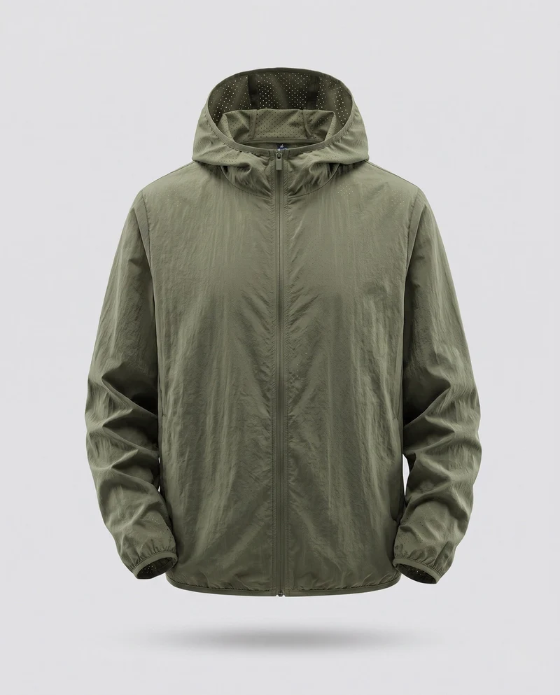 Herren Leichte Windbreaker Jacke mit verstellbarem Kapuzen Design Drune