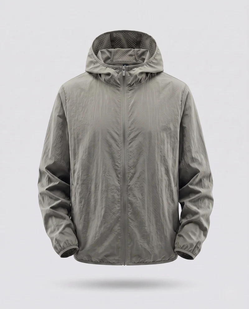 Herren Leichte Windbreaker Jacke mit verstellbarem Kapuzen Design Drune