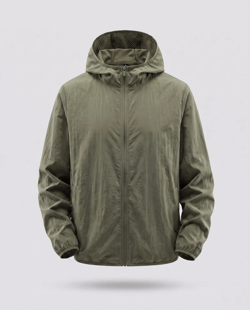 Herren Leichte Windbreaker Jacke mit verstellbarem Kapuzen Design Drune