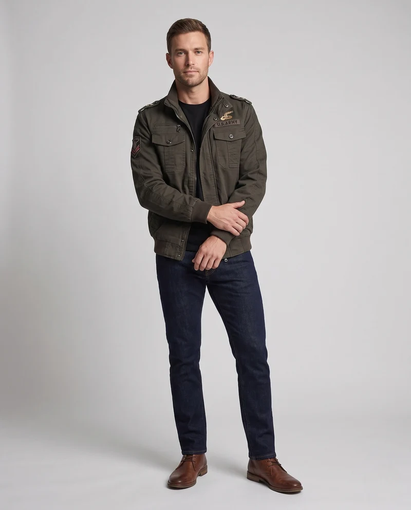 Herren Militärjacke mit vielen Taschen Drune