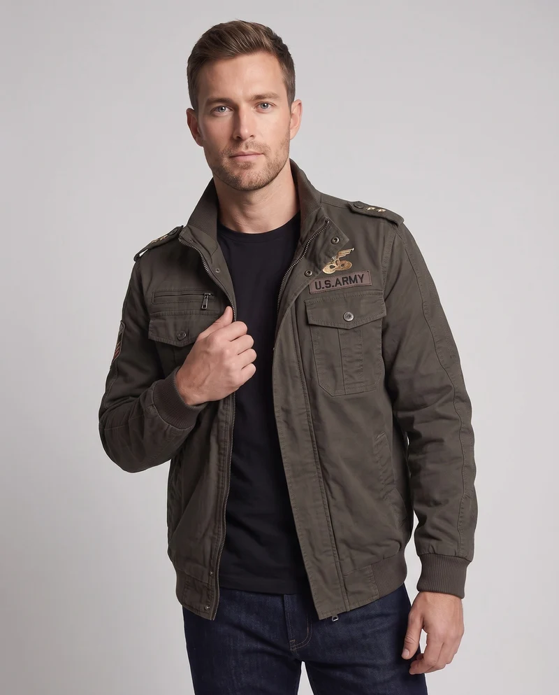 Herren Militärjacke mit vielen Taschen Drune