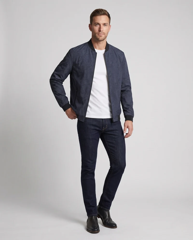 Herrenmode Bomberjacke mit floralem Muster Drune