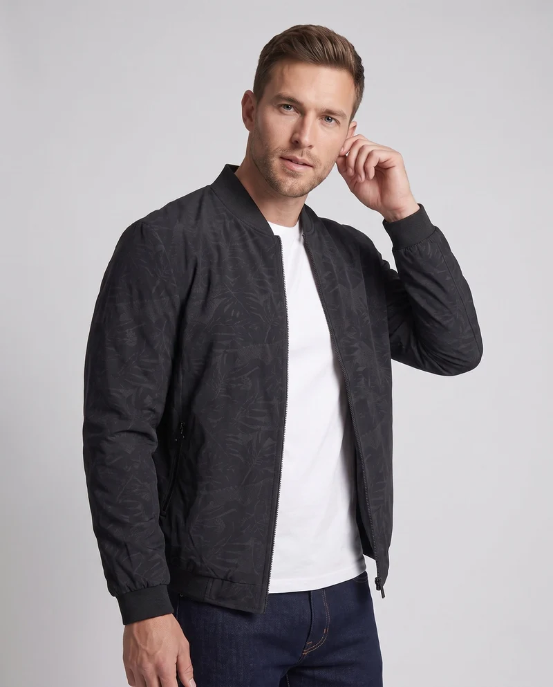 Herren Moderne Bomberjacke mit Pflanzenmuster Drune