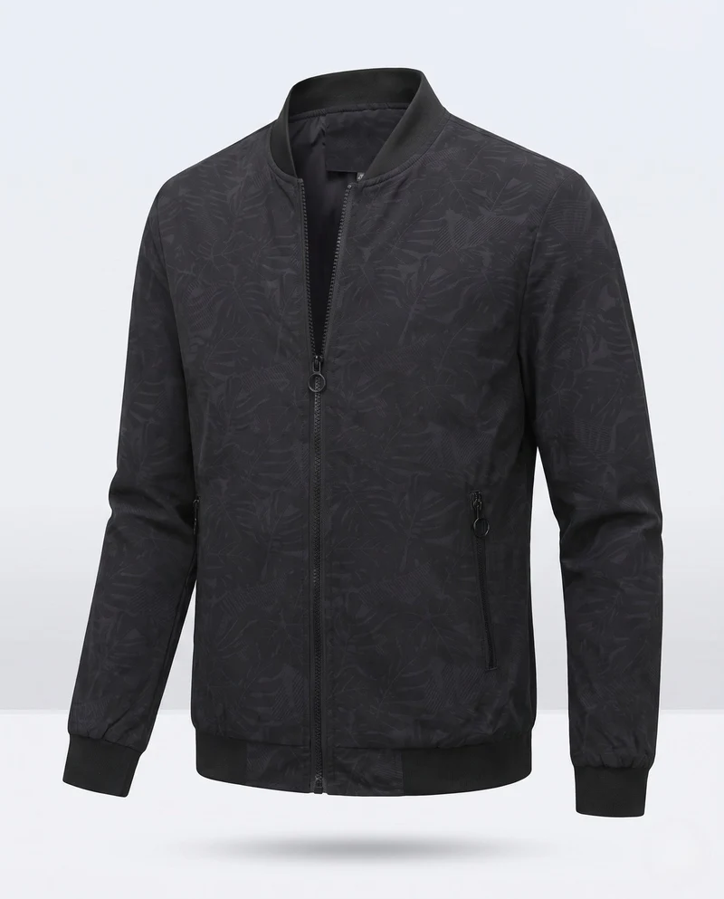 Herren Moderne Bomberjacke mit Pflanzenmuster Drune