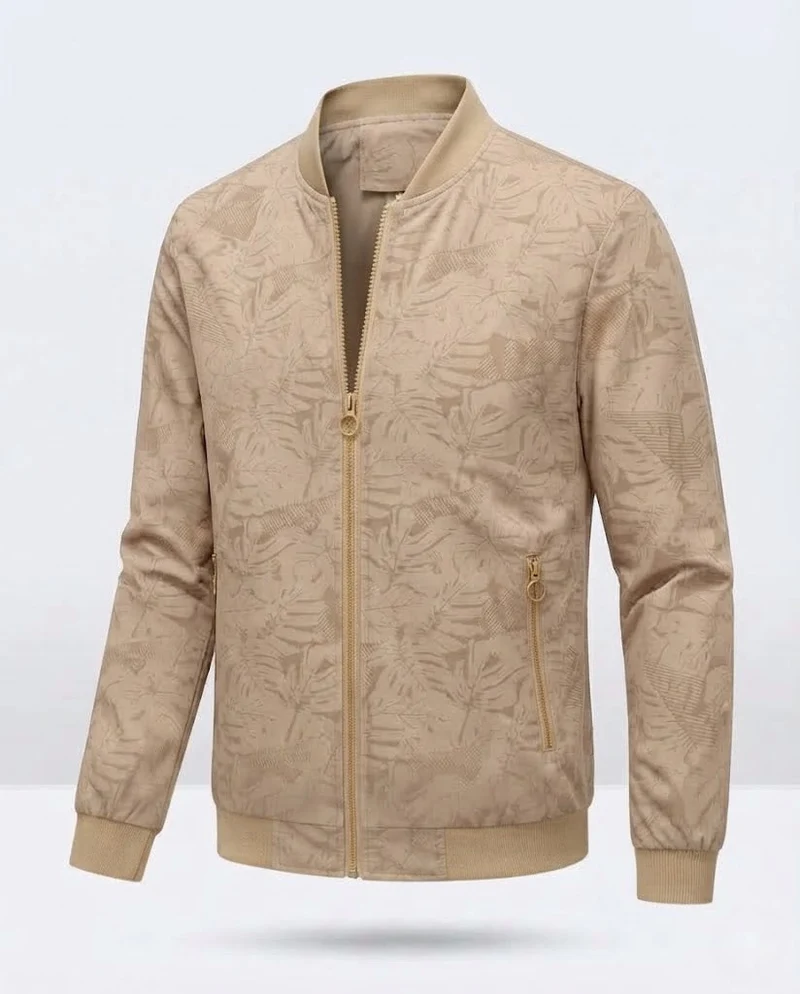 Herren Moderne Bomberjacke mit Pflanzenmuster Drune
