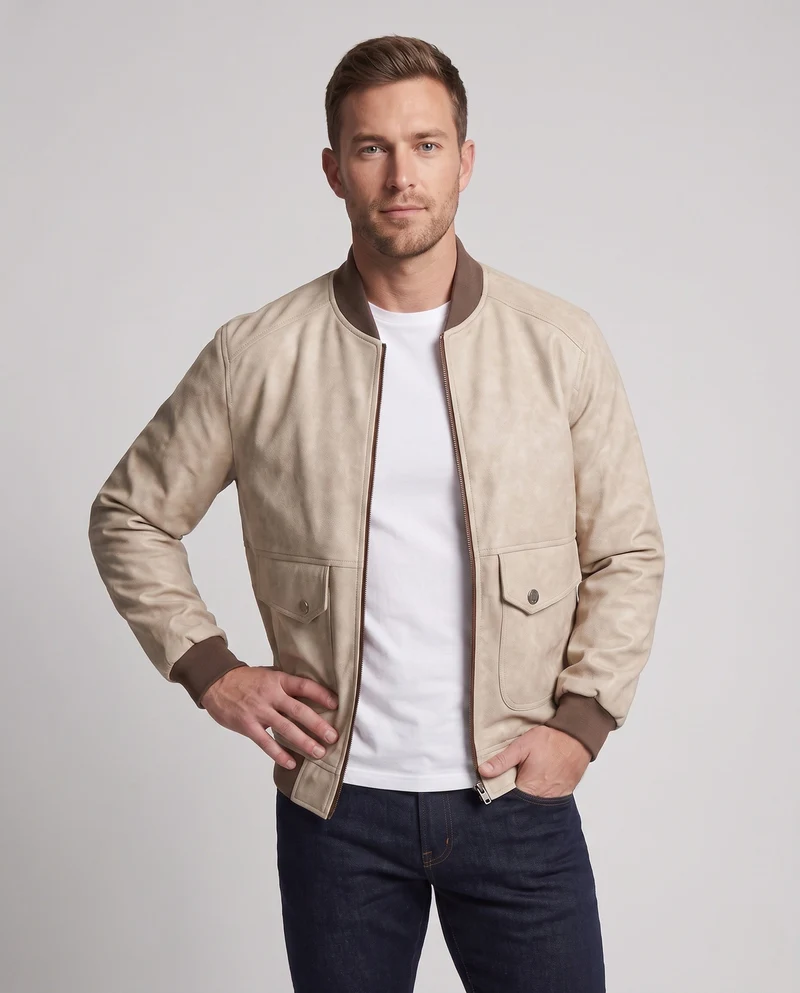 Herren Mode Bomberjacke Aus Kunstleder Drune