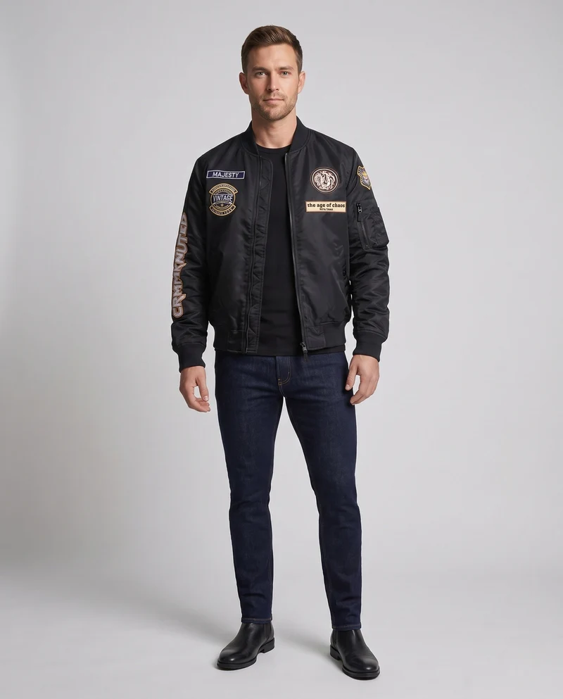 Herrenmode Bomberjacke mit einzigartigen Patches Drune
