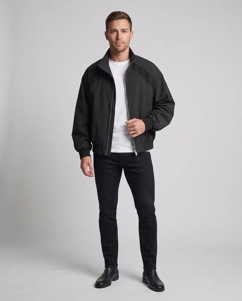 Herren Mode Bomberjacke mit hohem Kragen Drune