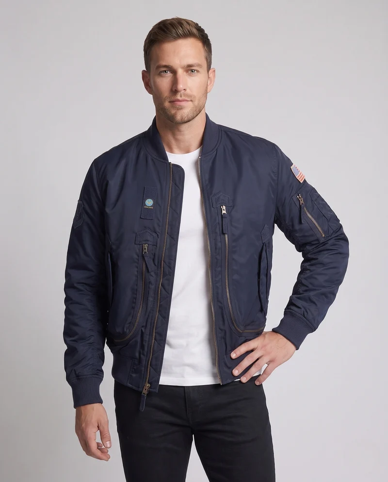 Herrenmode Bomberjacke mit vielseitigen Taschen Drune