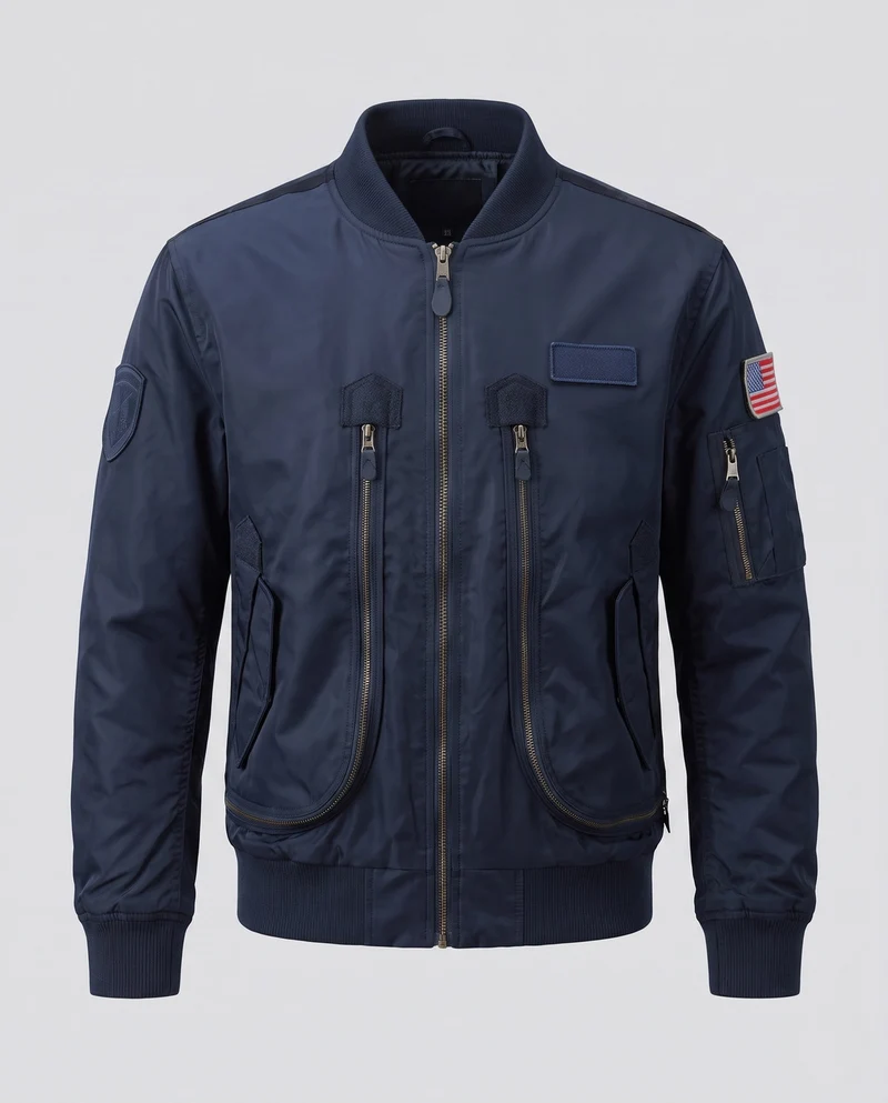 Herrenmode Bomberjacke mit vielseitigen Taschen Drune
