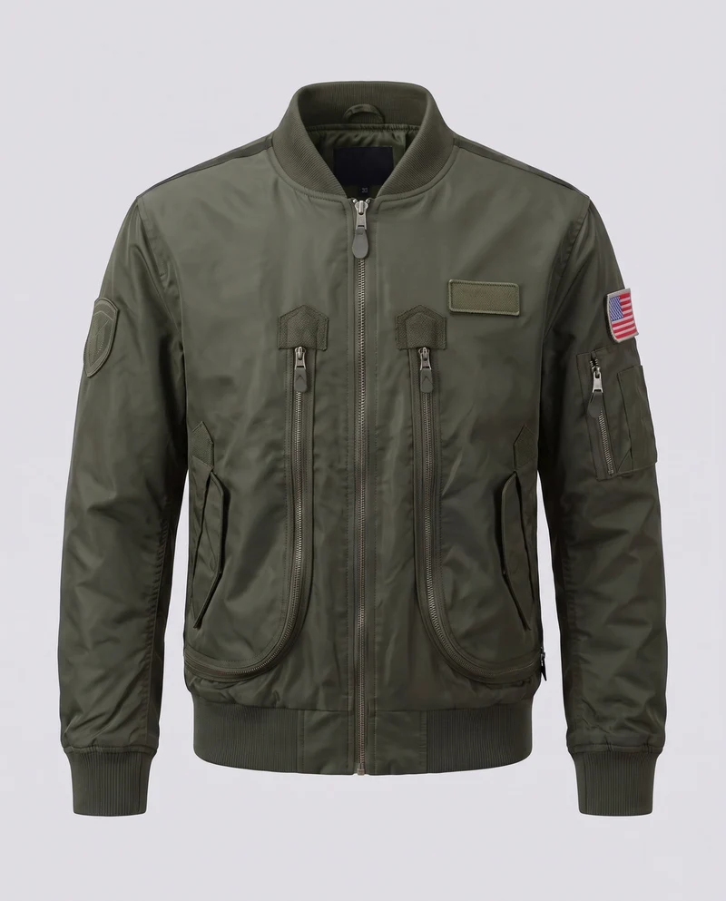 Herrenmode Bomberjacke mit vielseitigen Taschen Drune